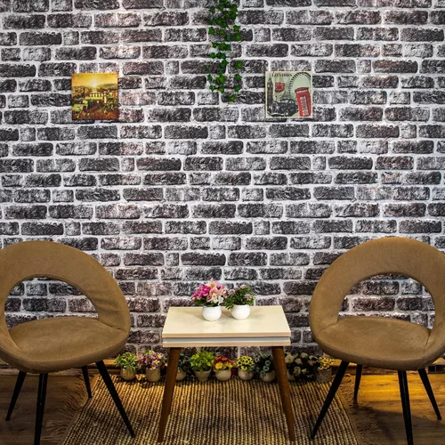Vista 6 de Dundee Deco Paneles de pared 3D de ladrillo sintético, revestimiento, paneles de pared con aspecto de piedra blanca carbón, revestimiento de espuma