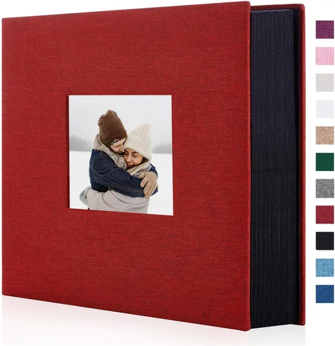 Vista 31 de Artmag Mini álbum de fotos de 4 x 6 pulgadas, 50 bolsillos, paquete de 2, cubierta de lino con ventana frontal, capacidad para 100 fotos verticales