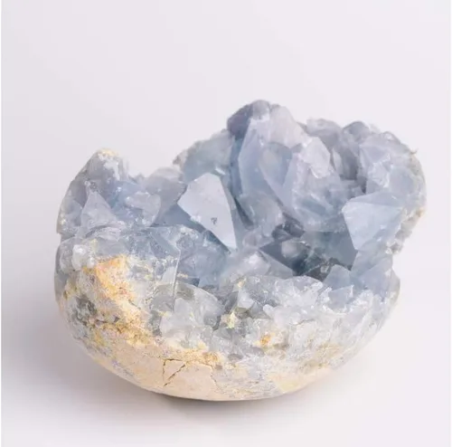 Vista 4 de StoneStory Cristal curativo azul natural celestita geoda mineral espécimen piedra piedra preciosa para decoración del hogar, 1 unidad, 17.64 oz
