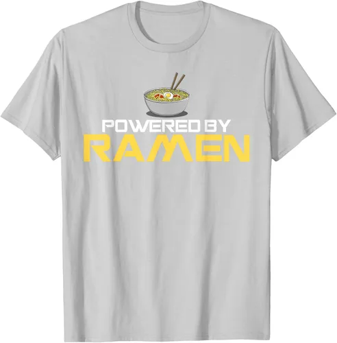 Vista 46 de Camiseta de fideos de anime japoneses Powered By Ramen, Negro, S