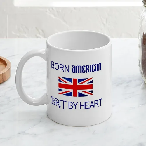 Vista 5 de CafePress Born American, British By Hea Taza de café de cerámica de 11 oz (11.0 fl oz)