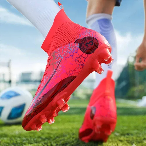 Vista 4 de GEXECEUSS Botas de fútbol de alta calidad, transpirables, ligeras, juveniles, profesionales, zapatos de fútbol de suelo firme para entrenamiento
