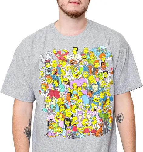 Vista 4 de Simpsons Springfield Citizens Montage Mash Up Bart Homer - Camiseta para adulto