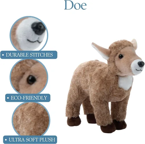Vista 2 de The Petting Zoo Doe - Animal de peluche, regalos para niños, animales salvajes del zoológico Onez, juguete de peluche de 12 pulgadas