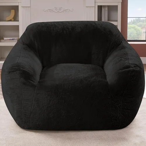 Vista 15 de Puf gigante para adultos, sillas grandes de espuma viscoelástica, sofá puff de gran tamaño con relleno, silla de lectura grande de piel sintética