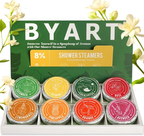 Vista 8 de Vaporizadores de ducha para aromaterapia, regalos de Navidad para mujeres, paquete de 8 bombas de ducha de aceite esencial puro para el hogar, spa