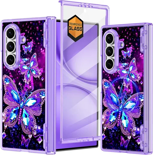 Vista 28 de Hekodonk Funda para Galaxy Z Fold 6, compatible con MagSafe, brilla en la oscuridad, protector de pantalla frontal, soporte, protección de bisagra