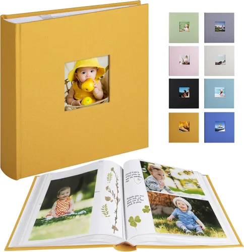 Vista 7 de 1DOT2 Álbum de fotos con espacio de escritura, 50 páginas, fotos de 4 x 6 pulgadas, capacidad para 200 o 5 x 7 pulgadas, tapa de lino, álbumes