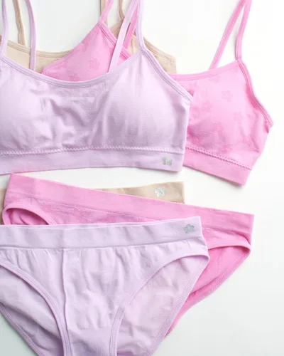 Vista 3 de Limited Too Conjunto de brasier de entrenamiento a juego para niñas, conjunto de 6 piezas de bralette deportivo sin costuras y calzón corto (S-L)