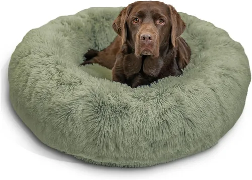 Vista 108 de Best Friends by Sheri - The Original Calming Donut - Cama calmante en forma de dona para perros y gatos - Pelo largo, azul bebé, M, 30 x 30 pulgadas