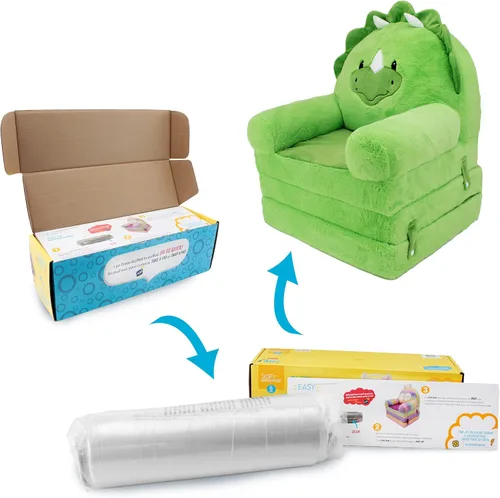 Vista 9 de Soft Landing™ Elite Seat Asiento de sofá de felpa convertible exclusivo de Amazon, Dinosaurio