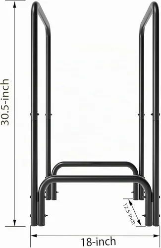 Vista 4 de Kingson Soporte de leña para chimenea de interior y exterior, color negro, desmontable para almacenamiento de leña