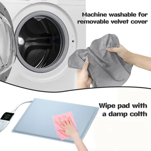 Vista 6 de Almohadilla térmica eléctrica para animales pequeños, tapete térmico para mascotas, control automático de temperatura, manta cálida de invierno