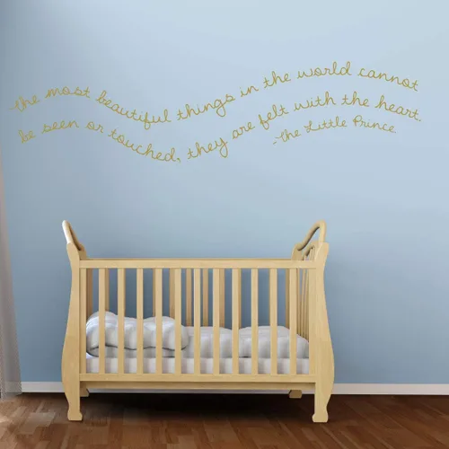 Vista 4 de Calcomanía de pared para cuarto de bebé, fieltro con el corazón, decoración de pared de vinilo con el principito para habitación del bebé