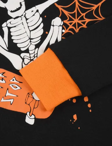 Vista 4 de Joyond Pijamas de algodón de Halloween para niños, talla 2T-14, conjunto de pijama de manga larga de 2 piezas para niños