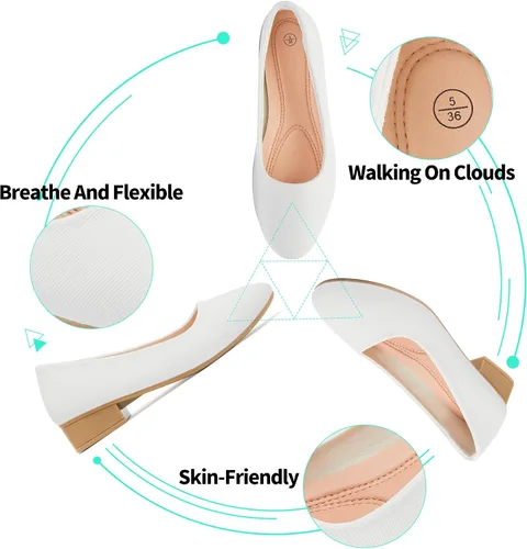 Vista 5 de ALTOCIS Zapatos de tacón grueso de bloque bajo para mujer, elegantes zapatos cerrados con punta redonda y plataforma baja para oficina