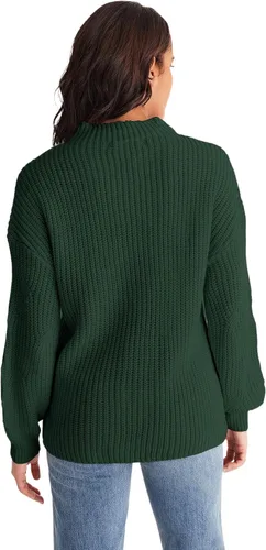 Vista 3 de MEROKEETY Suéter de manga larga con cuello alto falso para mujer, de gran tamaño, suéter de punto grueso