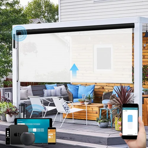 Vista 10 de SmartWings Persianas motorizadas para exteriores para patio, compatibles con materia, Homekit, Z-Wave, Alexa, Google, persianas enrollables