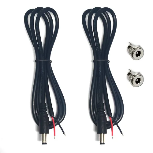 Vista 6 de Cable de alimentación de CC de 2 piezas, cable de alimentación de 3 pies CC de 0.217 in x 0.083 in, enchufe macho DC099 hembra a cable desnudo