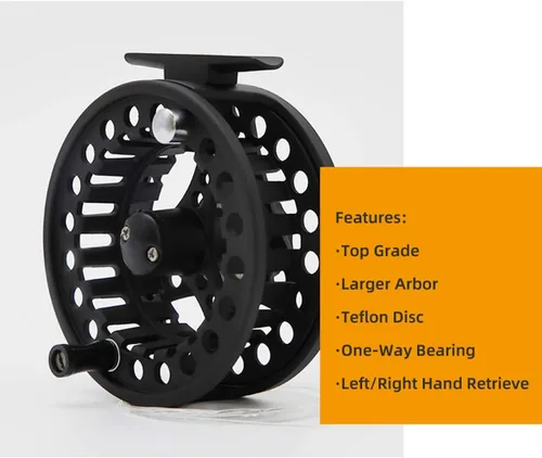 Vista 5 de Carrete de mosca (1/2WT 3/4WT 5/6WT 7/8WT) con línea Combo de aleación de aluminio Arbor grande Carretes de pesca con mosca Peso adelante Línea
