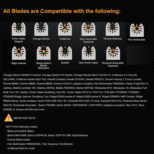 Vista 5 de 10 cuchillas de raspador de herramientas oscilantes de ajuste universal multiherramienta, compatibles con Dewalt Dremel Rockwell Makita Bosch Fein