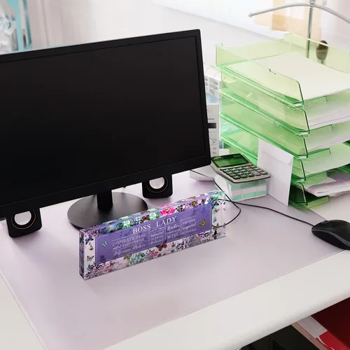 Vista 4 de Regalos de Navidad Pinkunn para Jefa con Citas Inspiradoras para Mujeres, Regalos de Oficina para Mujeres, Decoración de Oficina de Jefa
