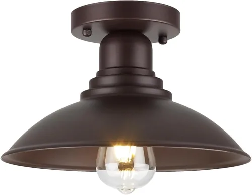 Vista 7 de GOLDHILL Luz de Granero Exterior Negra con Cuello de Ganso, Luces de Tocador de Estilo Granja con Base E26, Luces Exteriores Redondas para Casa Negro