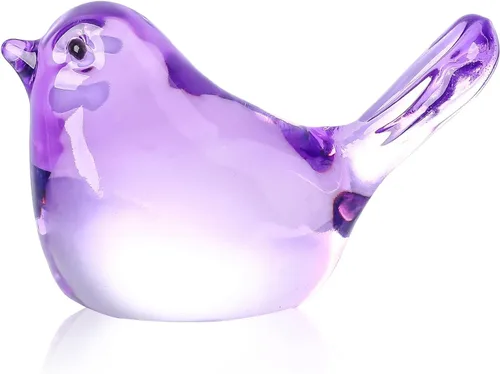 Vista 9 de YWHL Figuras de pájaros azules de cristal hechas a mano, regalos de animales para amantes de los pájaros, mujeres y hombres, pájaros de cristal