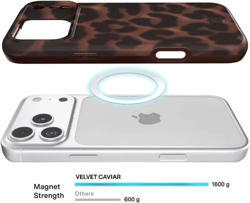 Vista 1043 de VELVET CAVIAR Funda para iPhone 15, compatible con MagSafe, probada contra caídas de 10 pies, fundas protectoras de diseño, leopardo color rosa