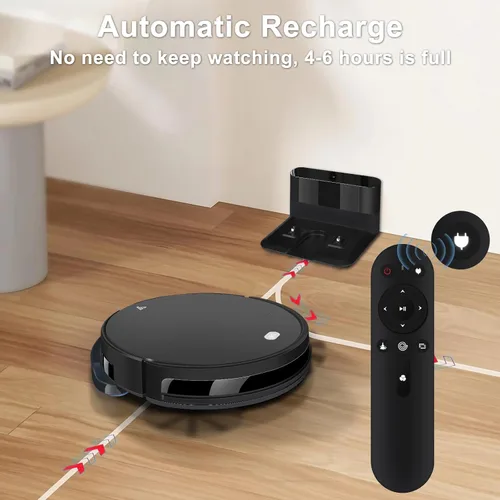 Vista 7 de Robot aspirador y trapeador superfino 2 en 1, aspiradora robótica de hasta 4500 Pa de succión con horario de limpieza silenciosa súper control