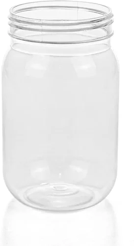 Vista 4 de Tebery Paquete de 12 tarros de plástico transparente con tapas de una pieza, vaso de cóctel Mason de 16 onzas, tarro de bebida inastillable 16Oz-12