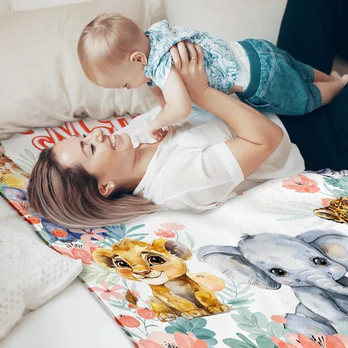 Vista 7 de Manta de bebé personalizada, manta con nombre personalizado para niños, bebés y adultos, mantas con animales personalizadas para niñas, niños