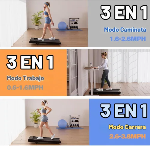 Vista 3 de Almohadilla para caminar con 6% de inclinación, 300 libras de capacidad para debajo del escritorio para oficina en casa, mini caminadora portátil