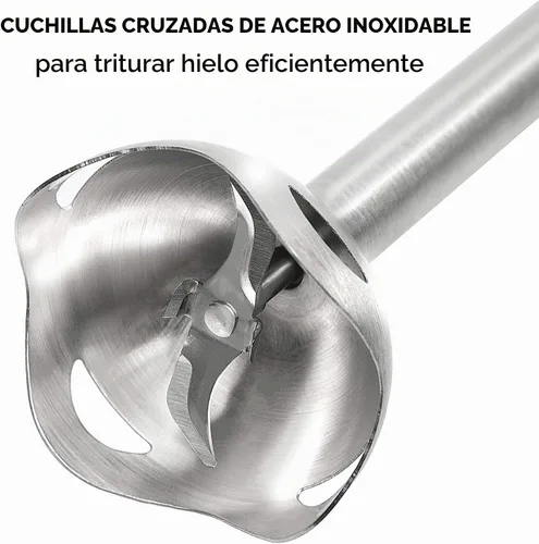 Vista 4 de Chefman Batidora de mano con varillas de inmersión con cuchillas de acero inoxidable, potente batidora eléctrica de hielo con control de 2 Gris