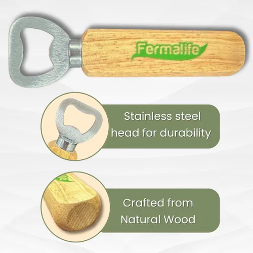 Vista 4 de FERMALIFE - Abrebotellas de madera, resistente, grabable para refrescos, sidra de manzana, botellas, cerveza en bares, restaurante, hogar, cocina