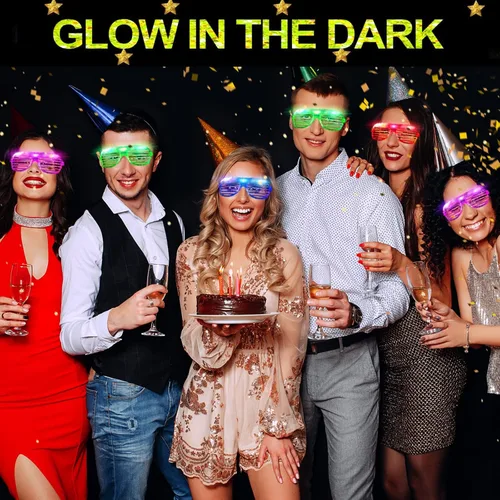 Vista 4 de Paquete de 72 lentes LED que brillan en la oscuridad, suministros de fiesta, palillos luminosos, regalos de fiesta, adultos y niños, gafas de sol