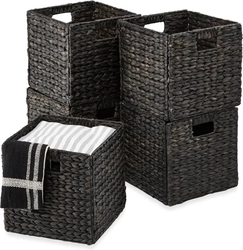 Vista 15 de Best Choice Products Paquete de 5 cestas de almacenamiento cúbicas de 10.5x10.5 pulgadas, organizadores multipropósito plegables de jacinto de agua