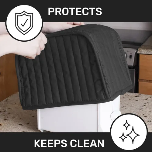 Vista 7 de Funda RITZ Premium Universal para tostadora de dos rebanadas, 11.25" x 5.75" x 7", de poliéster y algodón acolchado, protector contra huellas Negro