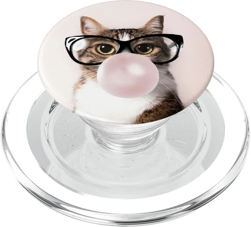 Vista 9 de Divertido gato masticar Bubblegum y soplar una burbuja – PopSockets agarre y soporte para teléfonos y tabletas