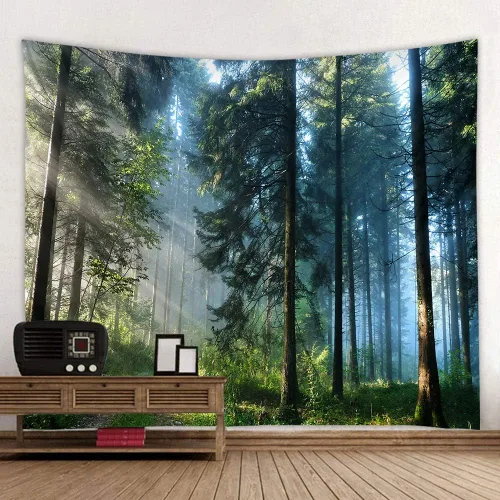 Vista 10 de Llamazing - Tapiz de paisaje forestal para decoración del hogar - Tapiz mágico para sala de estar y dormitorio