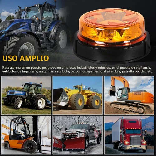 Vista 7 de 1 pieza de luces estroboscópicas para camiones con 25 cables internos, luz de baliza magnética naranja de 12v24v de 6 modos para coche, camión, UTV