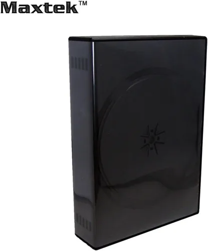 Vista 2 de Maxtek Funda negra para CD/DVD/Blu-ray de 12 discos con 5 bandejas abatibles y funda exterior transparente, paquete de 2