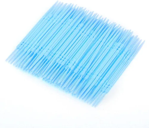 Vista 9 de 1100pcs Double Head Plastic Toothpick, Teeth Cleaning Tooth Picks Oral Care Floss Pick Floss Interdental Brush with Box (Blue)