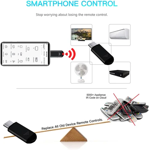 Vista 3 de R09 Mini Adaptador de Control Remoto IR para Smartphone para Teléfono Inteligente Android Mini Control Universal Infrarrojo Todo en Uno para Aire