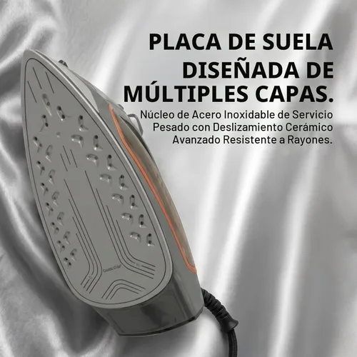 Vista 3 de Bartnelli Plancha de vapor Pro Luxury para ropa, plancha comercial resistente de 1700 W con suela de cerámica multicapa, tecnología antigoteo