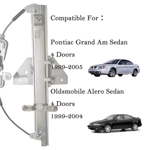 Vista 2 de Elevalunas eléctrico trasero izquierdo del lado del conductor con motor compatible para Pontiac Grand Am Sedan 1999-2005 Oldsmobile Alero Sedan
