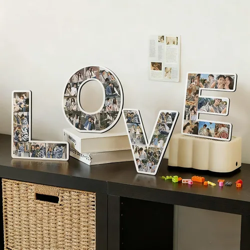 Vista 4 de Marco de fotos personalizado con letras – Marco de fotos personalizado para escritorio, regalo de fotos personalizable para bodas, cumpleaños