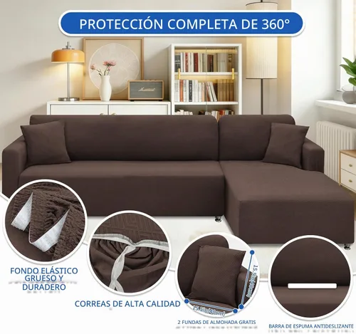 Vista 5 de XINEAGE Funda de sofá modular de alta elasticidad en forma de L, 2 piezas antideslizante con protector de muebles con 2 fundas de almohada para Café