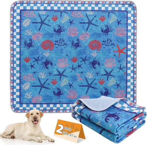 Vista 22 de KOOLTAIL Almohadillas lavables para orina de perros, paquete de 2 almohadillas de entrenamiento súper absorbentes reutilizables impermeables
