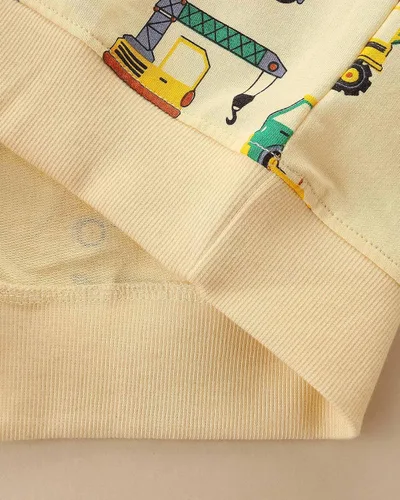 Vista 6 de Sudaderas divertidas con cuello redondo y estampado espacial de excavadora para niños, para otoño e invierno, de algodón